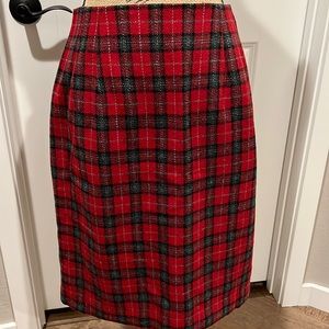 A Line black, red and grey skirt.